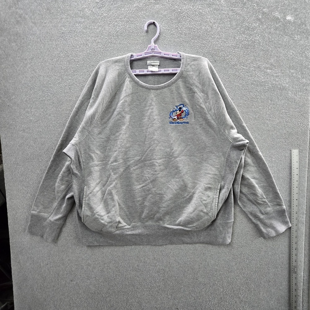 Walt Disney World Women Sweatshirt XL Gray Embroidered Mickey Mouse Oversized
